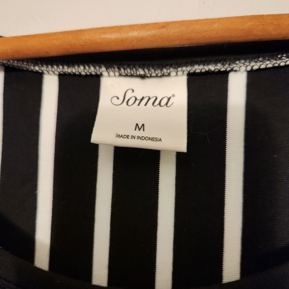 Soma Cafe Striped Black Trapeze Dress - Soft & Flowy - Your Summer Go-To! - Picture 5 of 13